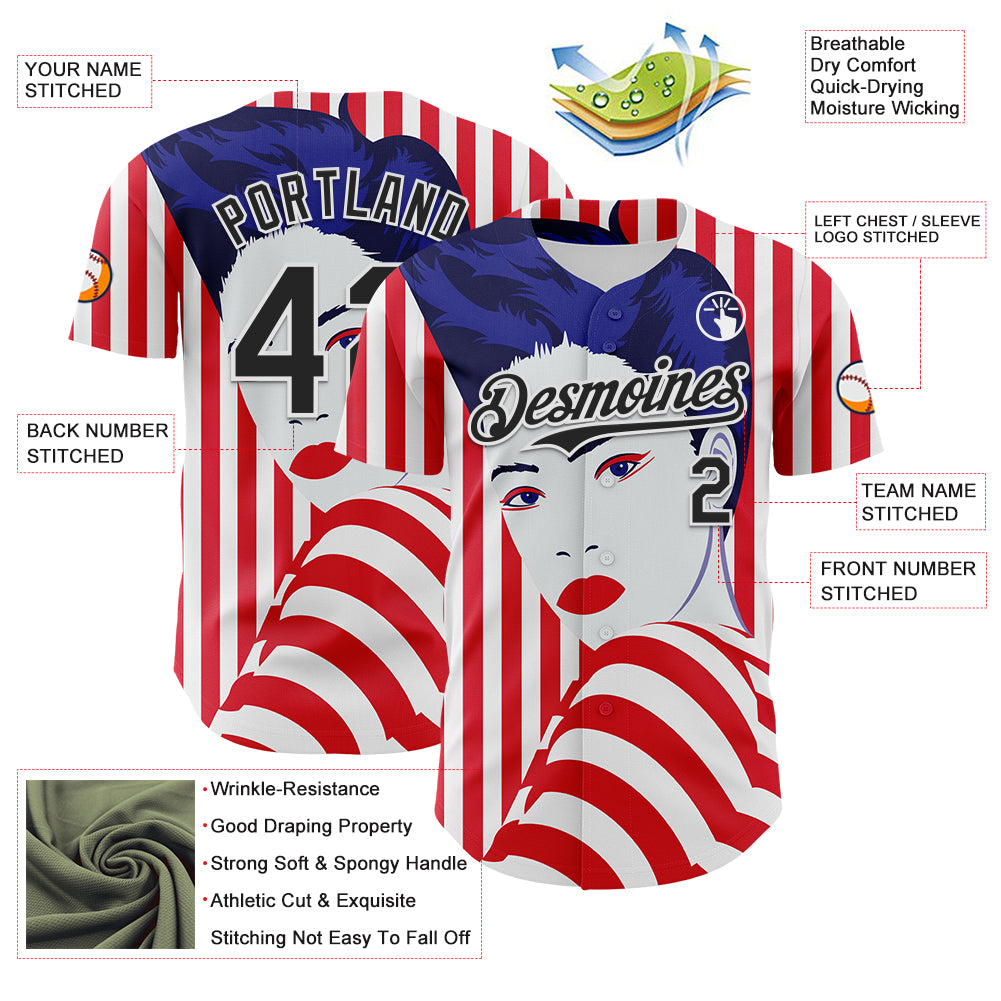 Custom White Black-Red 3D Nikita Fraser Runway Authentic Baseball Jersey
