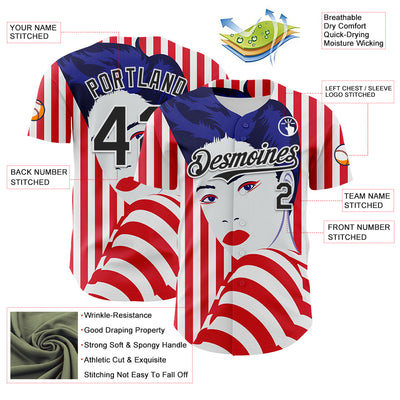 Custom White Black-Red 3D Nikita Fraser Runway Authentic Baseball Jersey