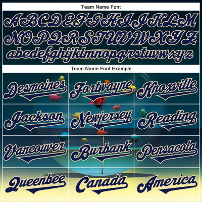 Custom Blue Navy-City Cream 3D Marcel Caram The Round Aquarium Blue Version Authentic Baseball Jersey