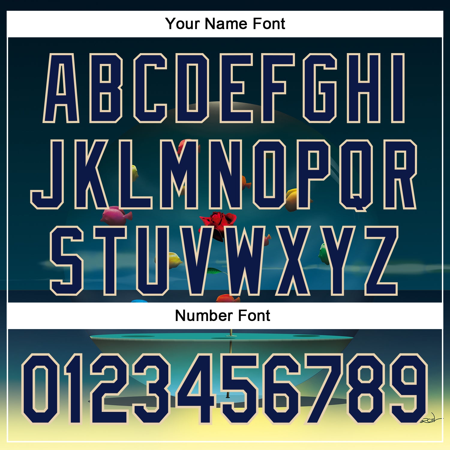 Custom Blue Navy-City Cream 3D Marcel Caram The Round Aquarium Blue Version Authentic Baseball Jersey