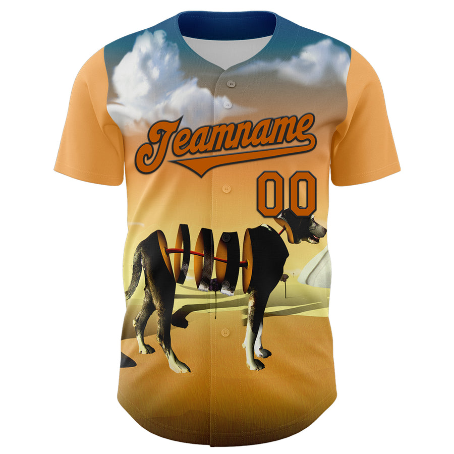 Custom Orange Texas Orange-Black 3D Marcel Caram Drina Authentic Baseball Jersey