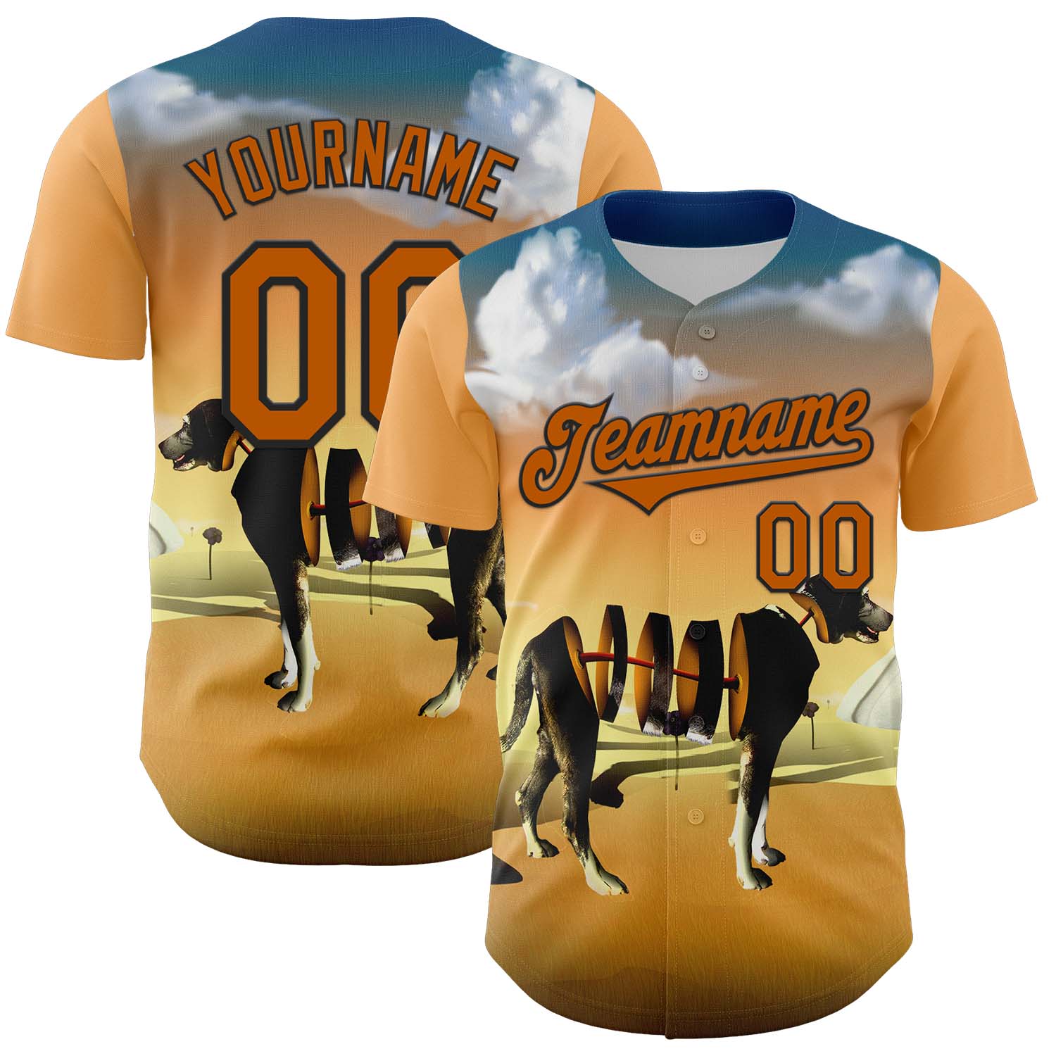 Custom Orange Texas Orange-Black 3D Marcel Caram Drina Authentic Baseball Jersey