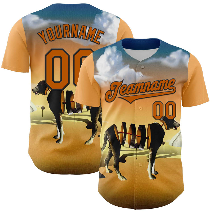 Custom Orange Texas Orange-Black 3D Marcel Caram Drina Authentic Baseball Jersey