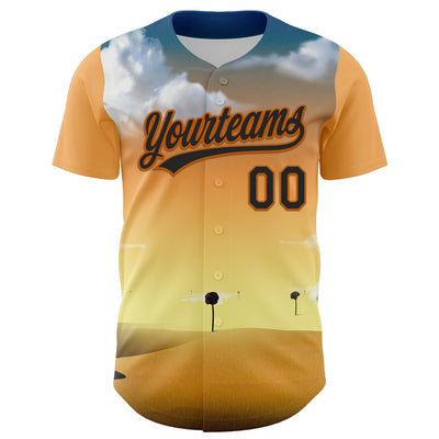 Custom Orange Black-Texas Orange 3D Marcel Caram Drina Authentic Baseball Jersey