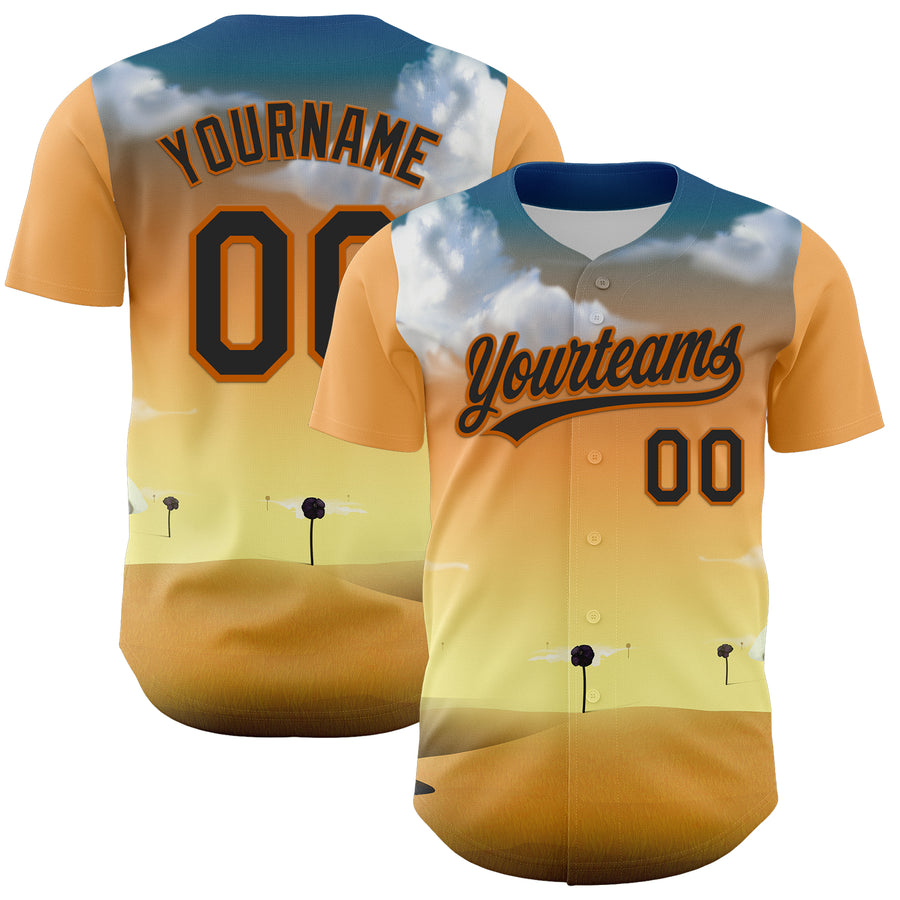 Custom Orange Black-Texas Orange 3D Marcel Caram Drina Authentic Baseball Jersey