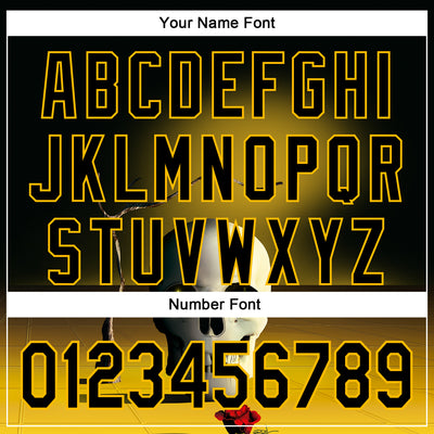 Custom Black Gold 3D Marcel Caram The Skull Authentic Baseball Jersey