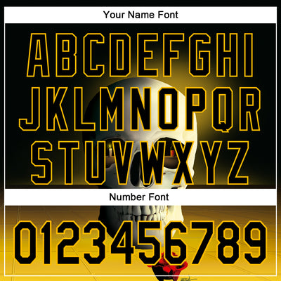 Custom Black Gold 3D Marcel Caram The Skull Authentic Baseball Jersey