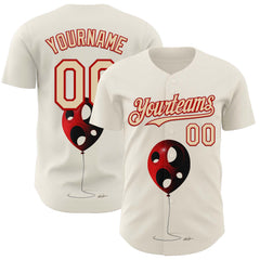 Custom Cream City Cream-Red 3D Marcel Caram Leaked Ballon Authentic Baseball Jersey