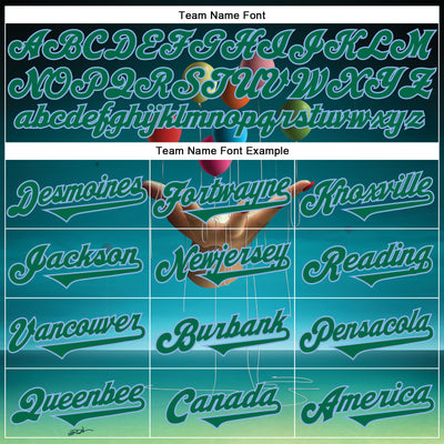 Custom Blue Kelly Green-Light Blue 3D Marcel Caram Allegory With Hand Authentic Baseball Jersey