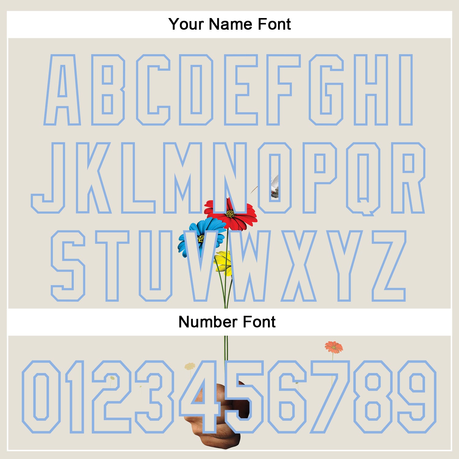 Custom Cream Light Blue 3D Marcel Caram Three Daisies Authentic Baseball Jersey