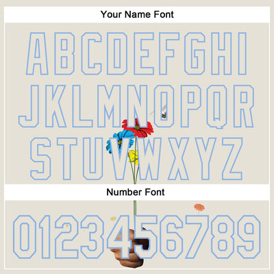 Custom Cream Light Blue 3D Marcel Caram Three Daisies Authentic Baseball Jersey