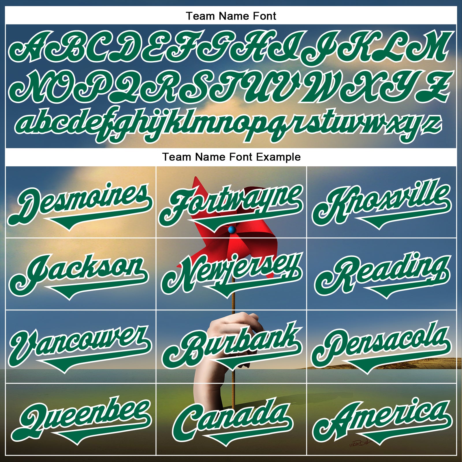 Custom Blue Kelly Green-White 3D Marcel Caram Red Weathervane Authentic Baseball Jersey