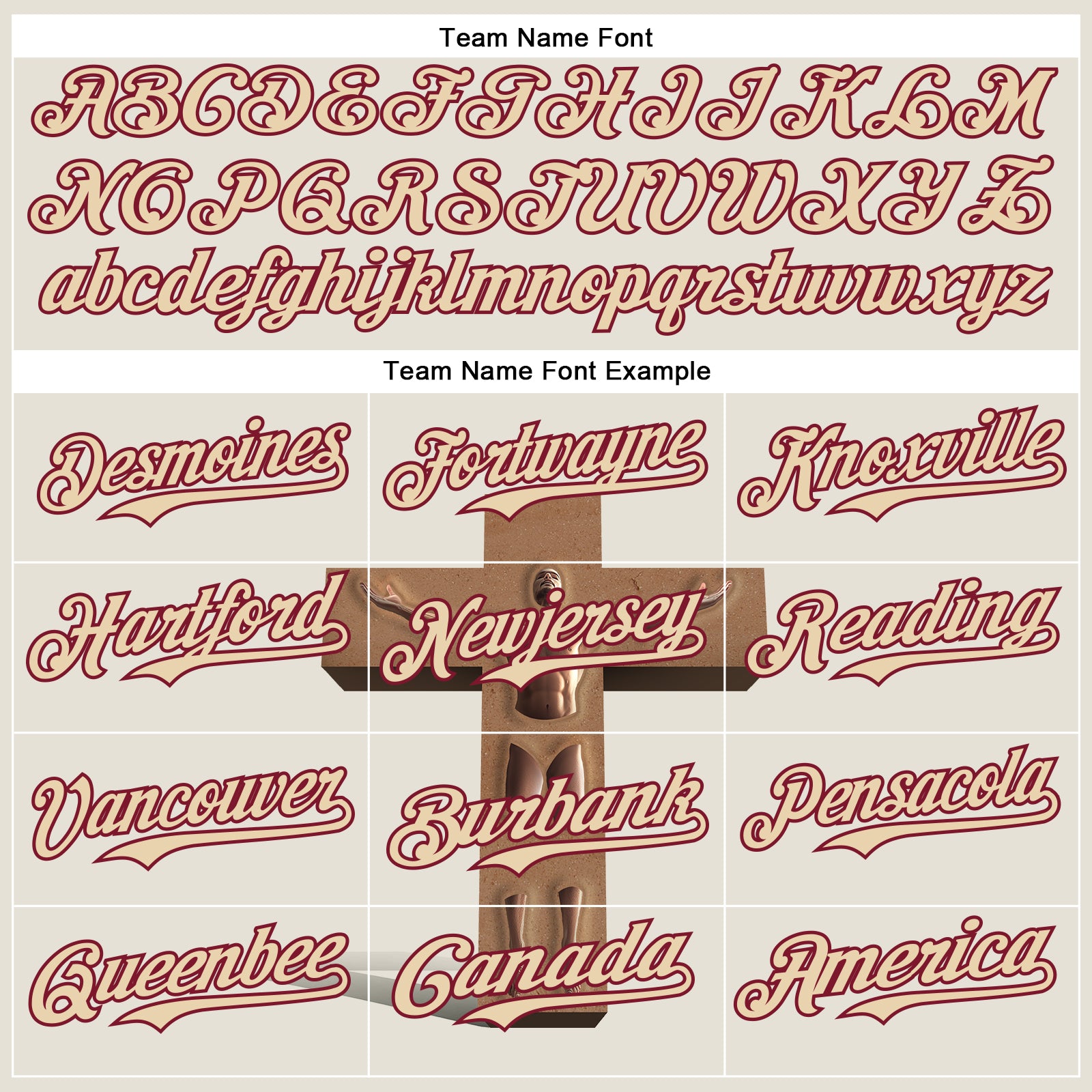 Custom Cream City Cream-Crimson 3D Marcel Caram The Man And The Cross Authentic Baseball Jersey