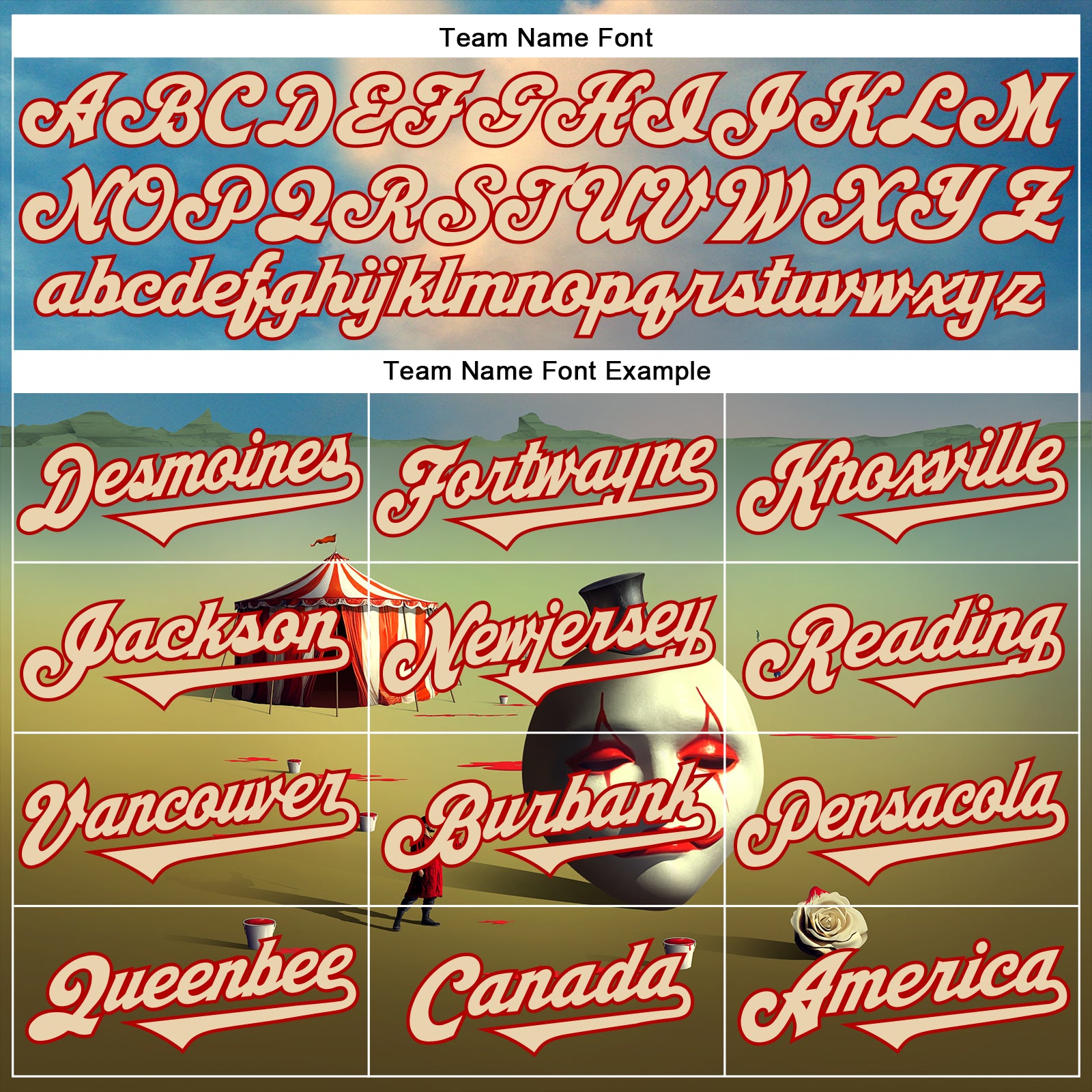 Custom Blue City Cream-Red 3D Marcel Caram The Clown Authentic Baseball Jersey