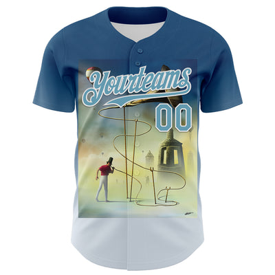 Custom Blue Shadow Blue-White 3D Marcel Caram The Horn Authentic Baseball Jersey