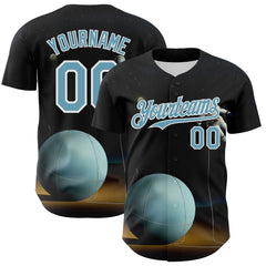 Custom Black Shadow Blue-White 3D Marcel Caram The Astronaut Authentic Baseball Jersey