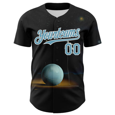 Custom Black Shadow Blue-White 3D Marcel Caram The Astronaut Authentic Baseball Jersey