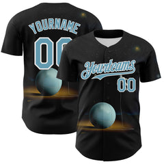 Custom Black Shadow Blue-White 3D Marcel Caram The Astronaut Authentic Baseball Jersey