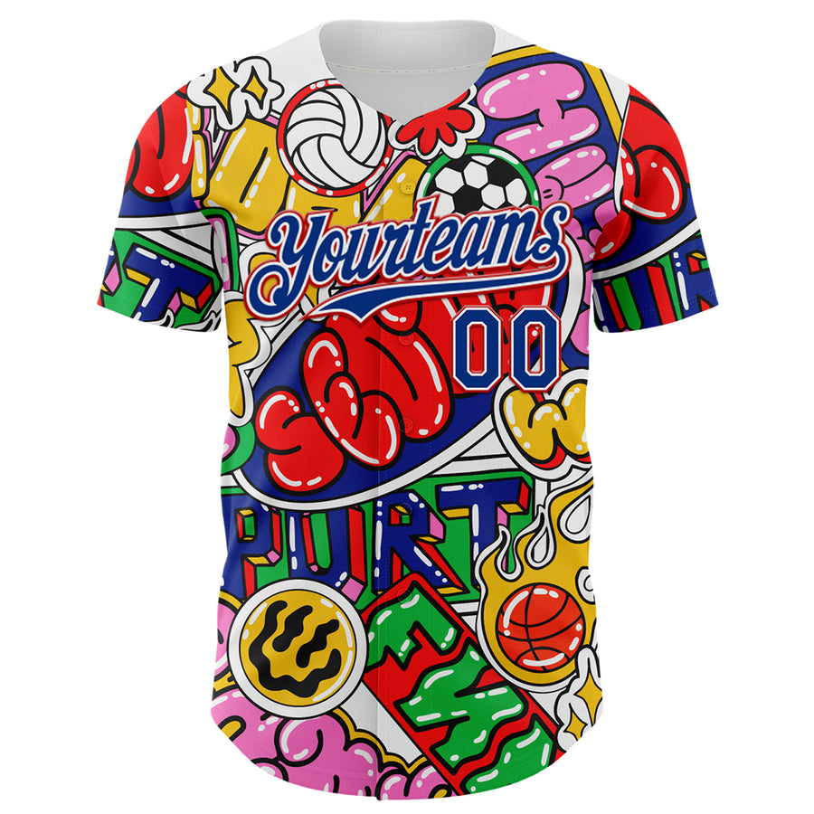 Custom White Royal-Red 3D Alexandra Ramirez Seoul Sport Sticker Street Art Authentic Baseball Jersey