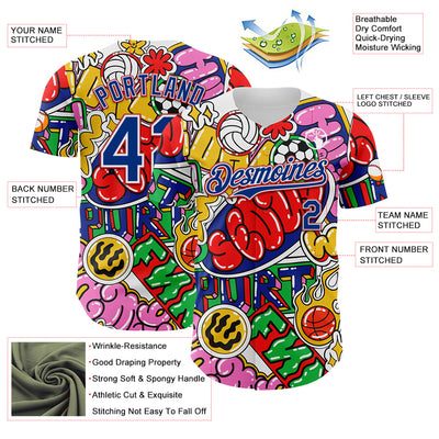 Custom White Royal-Red 3D Alexandra Ramirez Seoul Sport Sticker Street Art Authentic Baseball Jersey