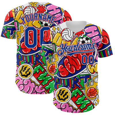 Custom White Royal-Red 3D Alexandra Ramirez Seoul Sport Sticker Street Art Authentic Baseball Jersey