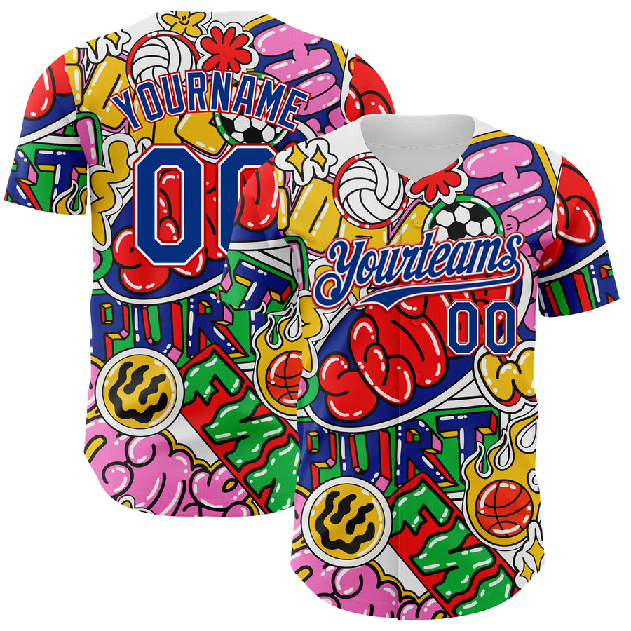 Custom White Royal-Red 3D Alexandra Ramirez Seoul Sport Sticker Street Art Authentic Baseball Jersey