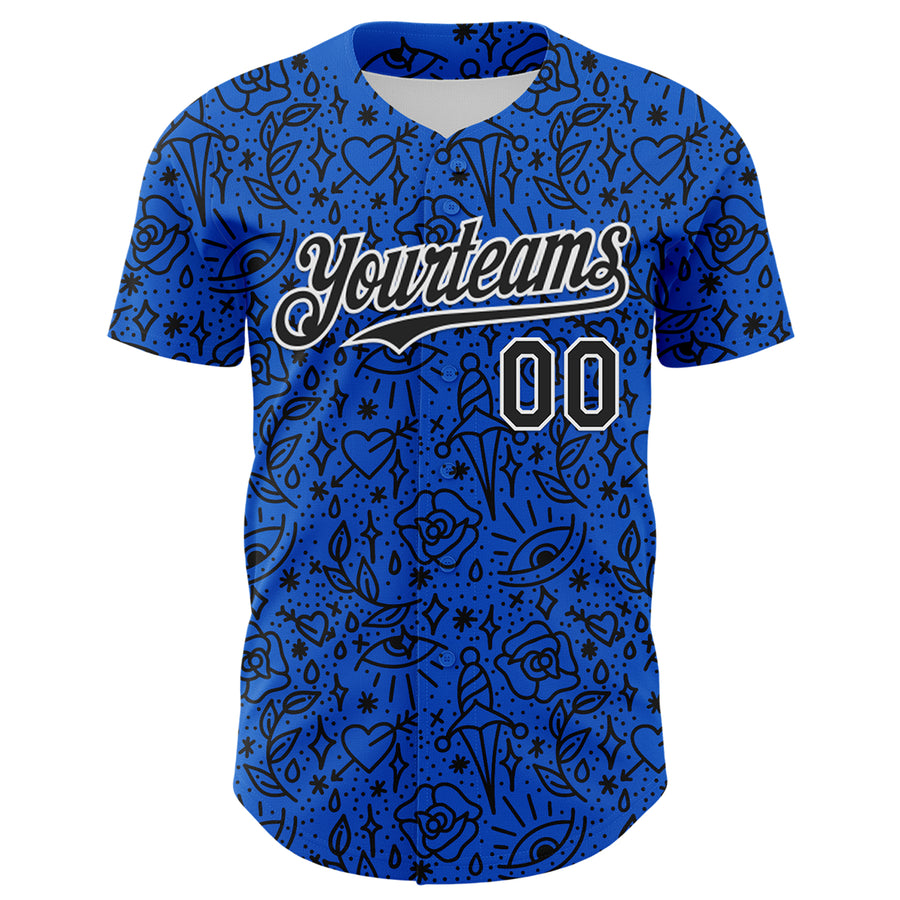 Custom Thunder Blue Black-White 3D Alexandra Ramirez Tattoo Pattern Street Art Authentic Baseball Jersey