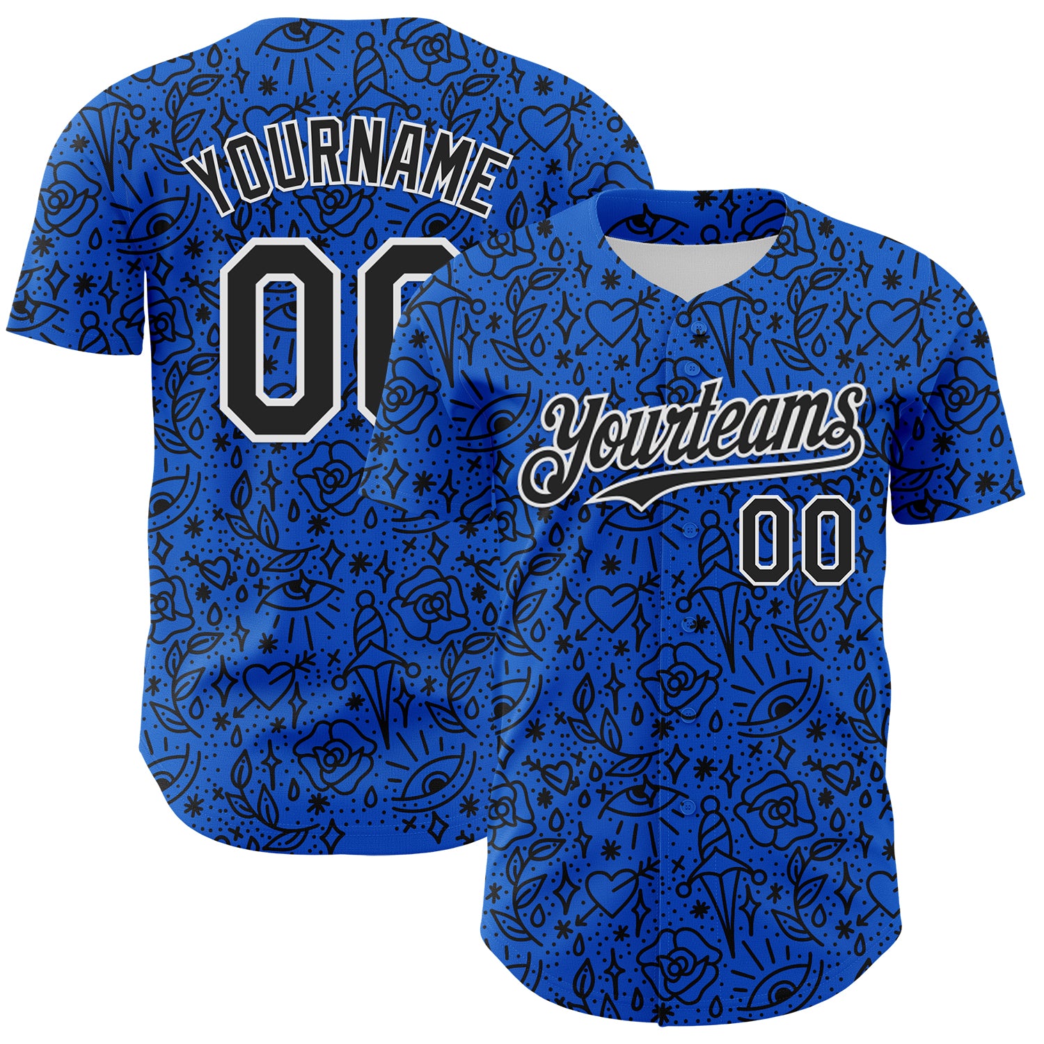 Custom Thunder Blue Black-White 3D Alexandra Ramirez Tattoo Pattern Street Art Authentic Baseball Jersey