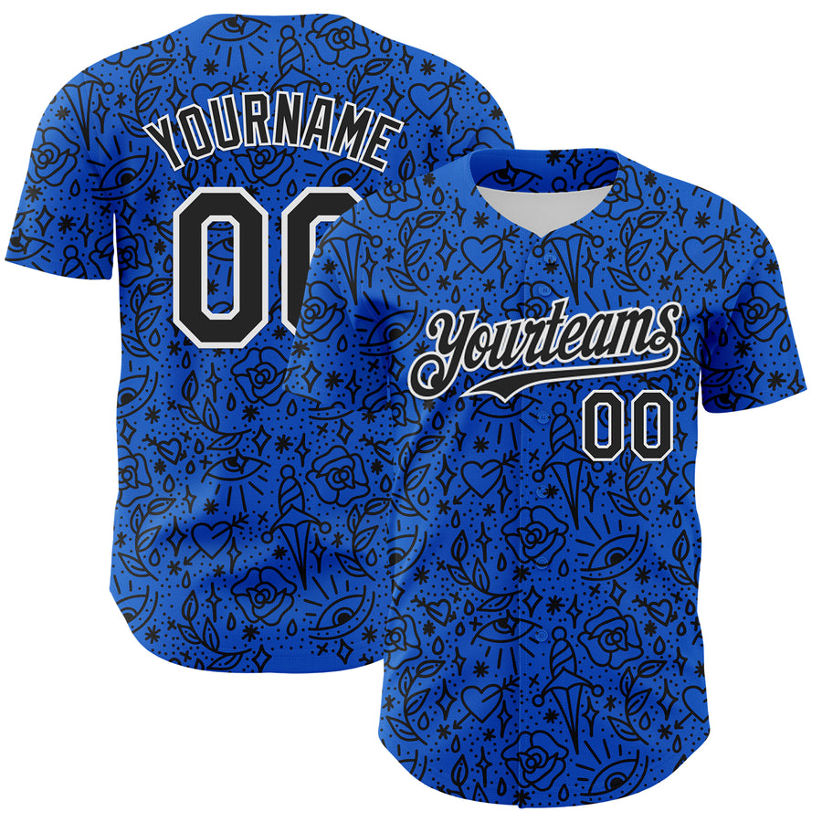 Custom Thunder Blue Black-White 3D Alexandra Ramirez Tattoo Pattern Street Art Authentic Baseball Jersey