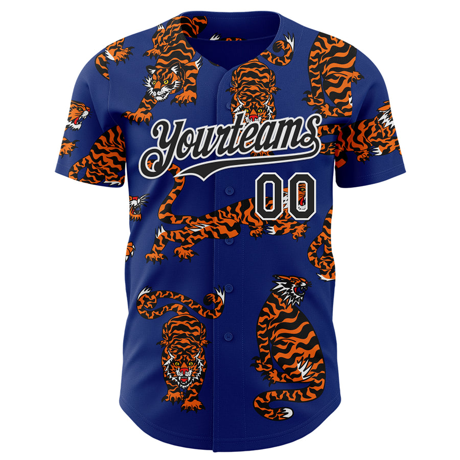Custom Royal Black-White 3D Alexandra Ramirez Tigers Street Art Authentic Baseball Jersey