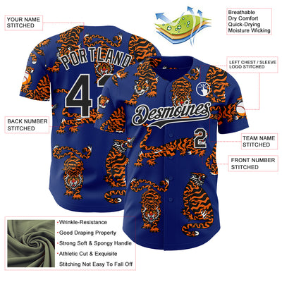 Custom Royal Black-White 3D Alexandra Ramirez Tigers Street Art Authentic Baseball Jersey
