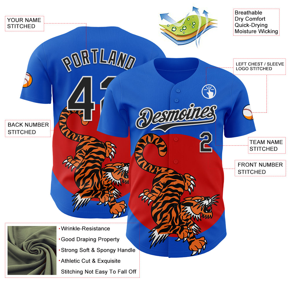 Custom Thunder Blue Black-White 3D Alexandra Ramirez Tigers Print Street Art Authentic Baseball Jersey