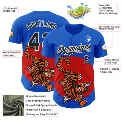 Custom Thunder Blue Black-White 3D Alexandra Ramirez Tigers Print Street Art Authentic Baseball Jersey