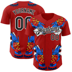 Custom Red Black-White 3D Alexandra Ramirez Tattoo Hand Street Art Authentic Baseball Jersey