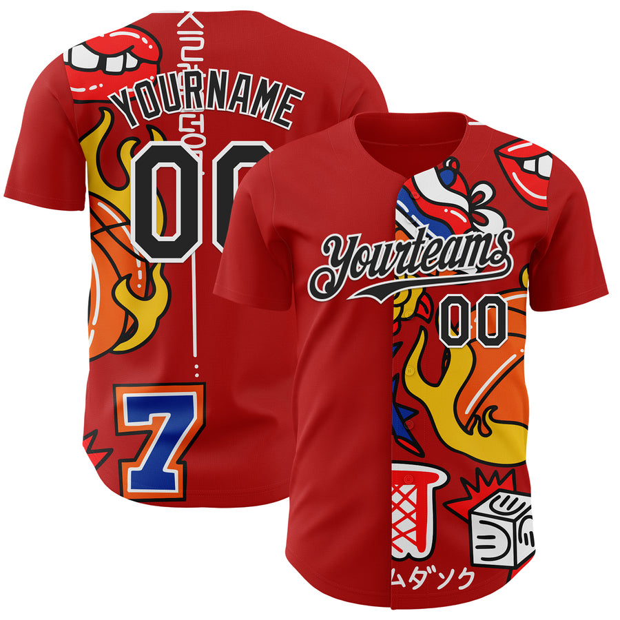 Custom Red Black-White 3D Alexandra Ramirez Basketball Street Art Authentic Baseball Jersey