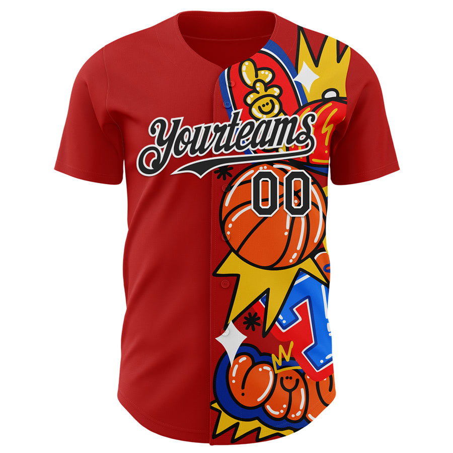 Custom Red Black-White 3D Alexandra Ramirez Playground Street Art Authentic Baseball Jersey