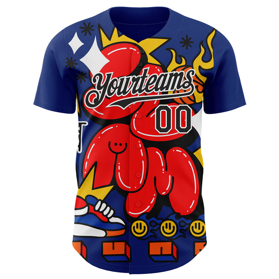 Custom Royal Black-White 3D Alexandra Ramirez Slam Dunk Street Art Authentic Baseball Jersey