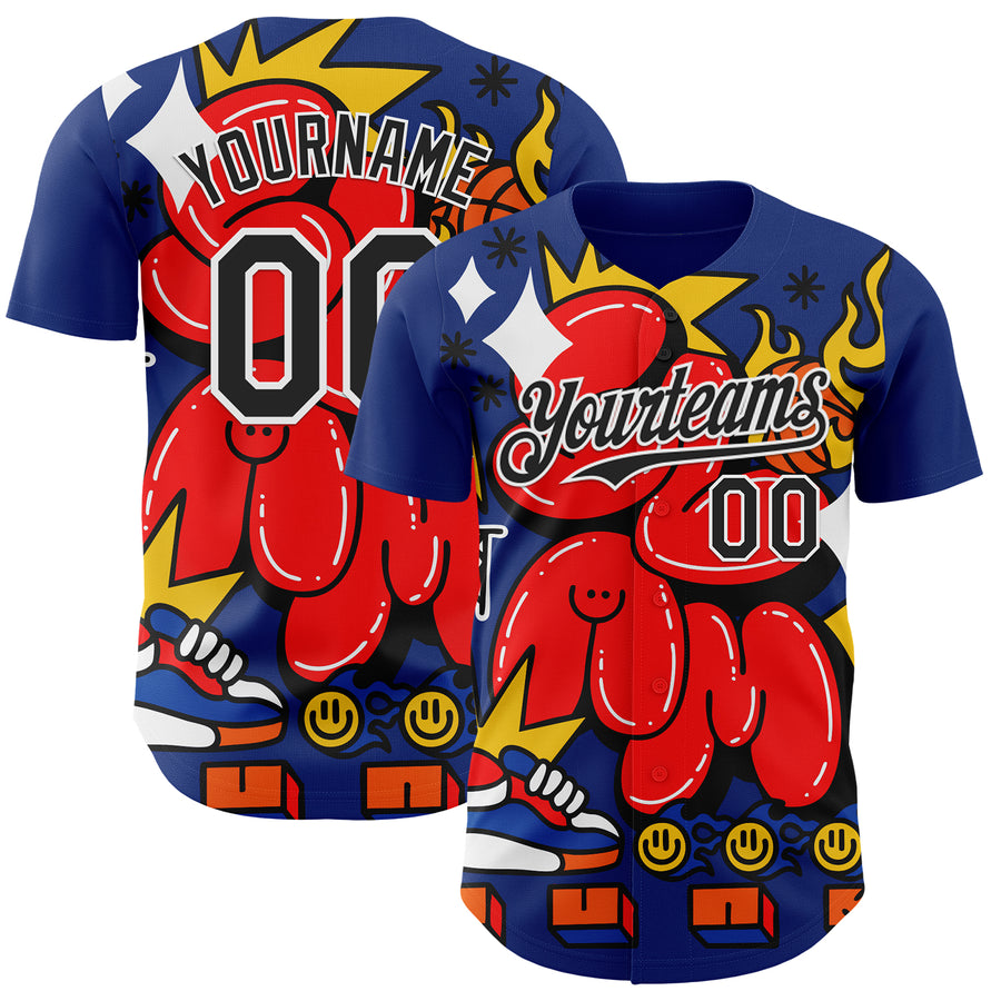 Custom Royal Black-White 3D Alexandra Ramirez Slam Dunk Street Art Authentic Baseball Jersey