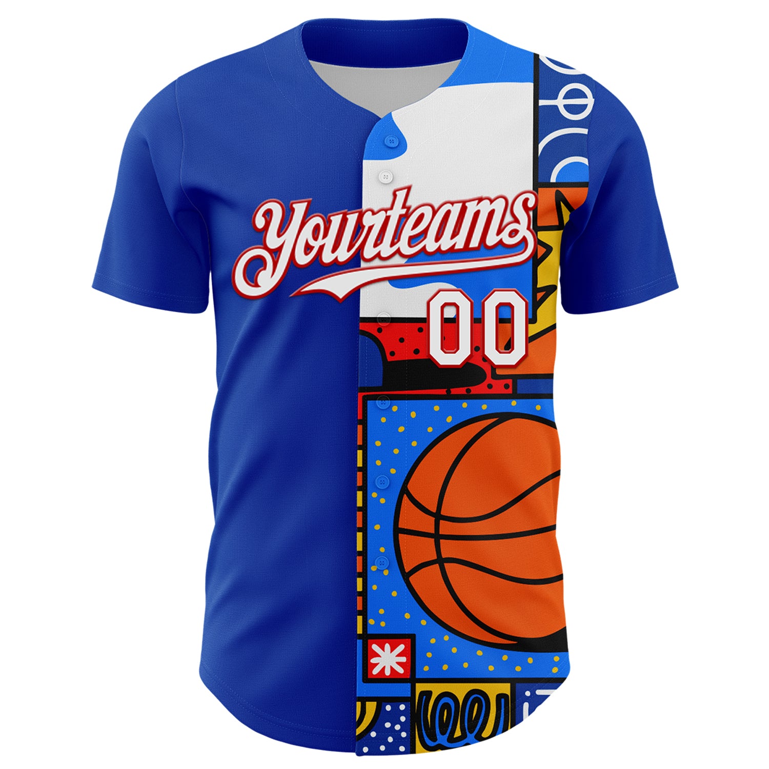 Custom Thunder Blue White-Red 3D Alexandra Ramirez Courtside Street Art Authentic Baseball Jersey