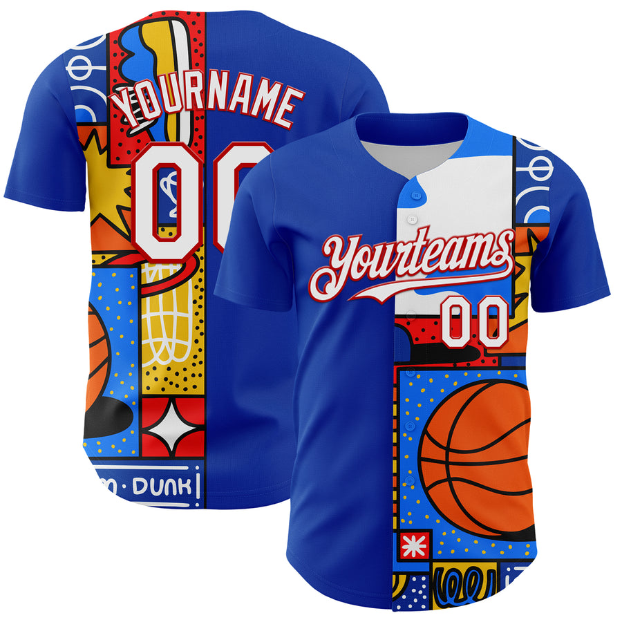 Custom Thunder Blue White-Red 3D Alexandra Ramirez Courtside Street Art Authentic Baseball Jersey