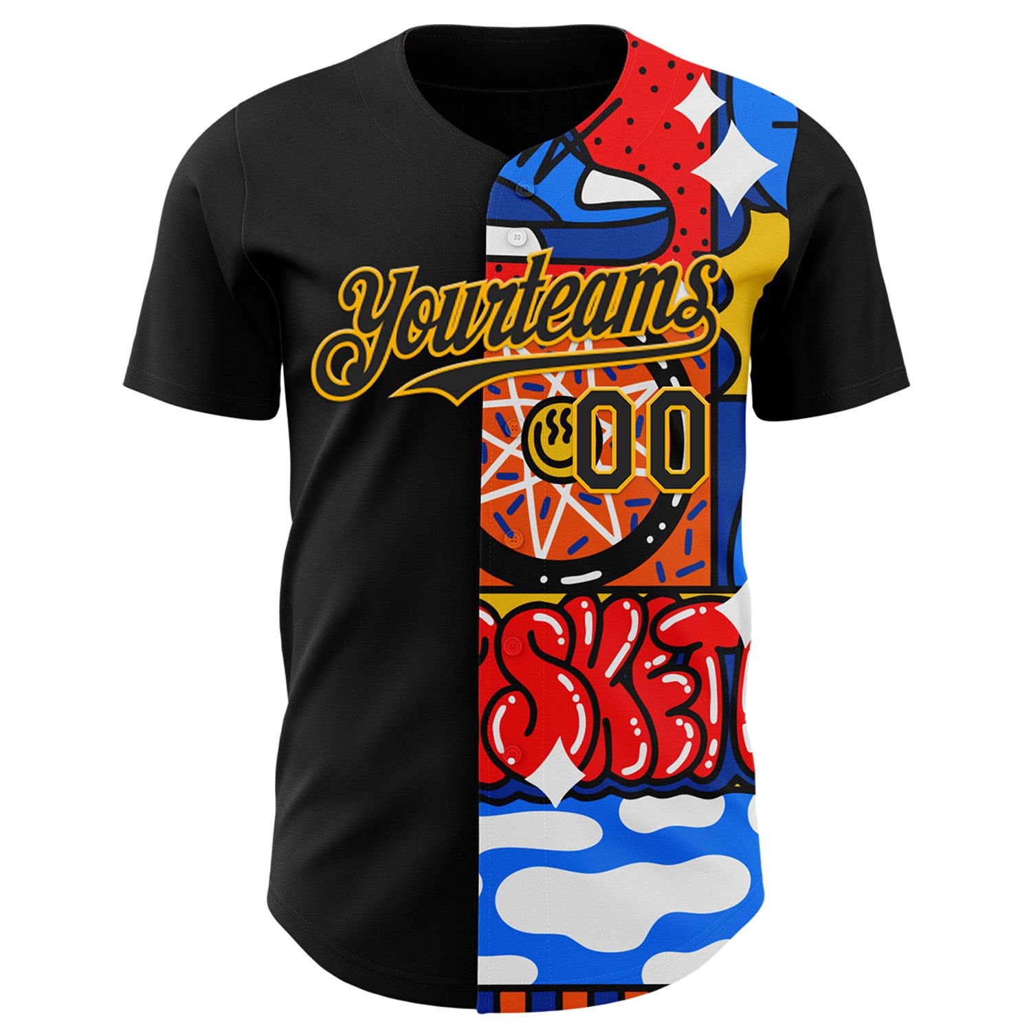 Custom Black Gold 3D Alexandra Ramirez Hoops Street Art Authentic Baseball Jersey