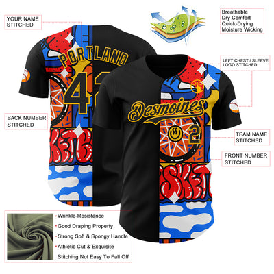 Custom Black Gold 3D Alexandra Ramirez Hoops Street Art Authentic Baseball Jersey