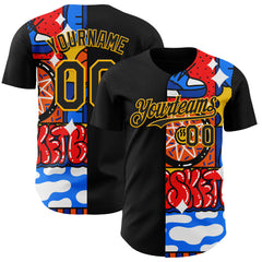 Custom Black Gold 3D Alexandra Ramirez Hoops Street Art Authentic Baseball Jersey