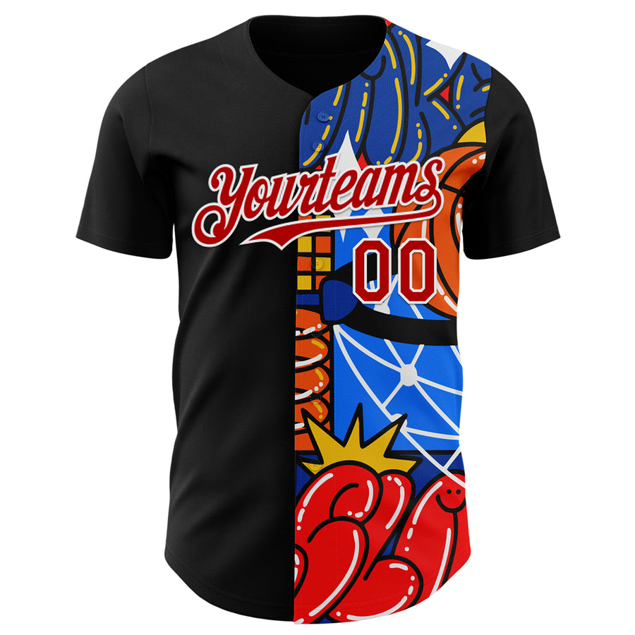 Custom Black Red-White 3D Alexandra Ramirez Wake Up And Slay Street Art Authentic Baseball Jersey