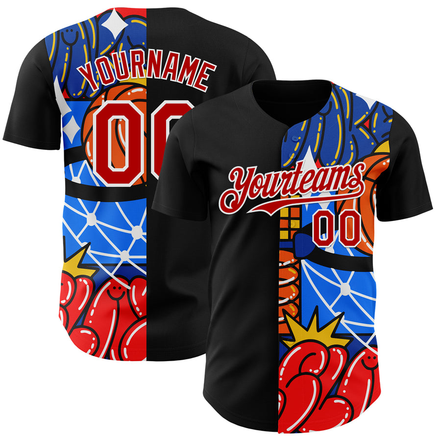 Custom Black Red-White 3D Alexandra Ramirez Wake Up And Slay Street Art Authentic Baseball Jersey