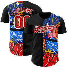 Custom Black Red-White 3D Alexandra Ramirez Wake Up And Slay Street Art Authentic Baseball Jersey