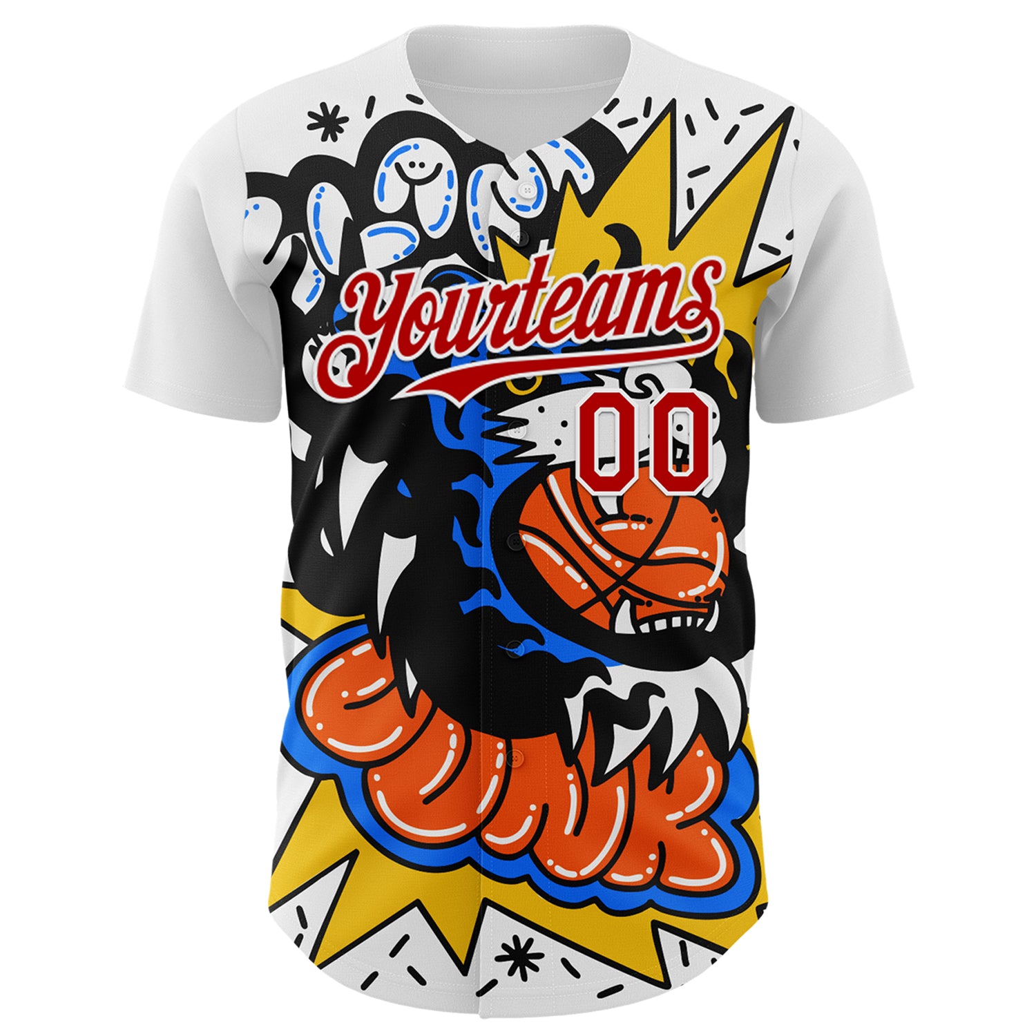 Custom White Red 3D Alexandra Ramirez Basketball Cat Street Art Authentic Baseball Jersey