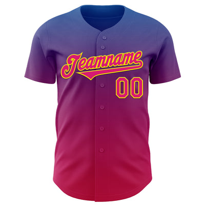 Custom Purple Hot Pink Red-Light Yellow 3D Geo Law Demon King Deities Authentic Baseball Jersey
