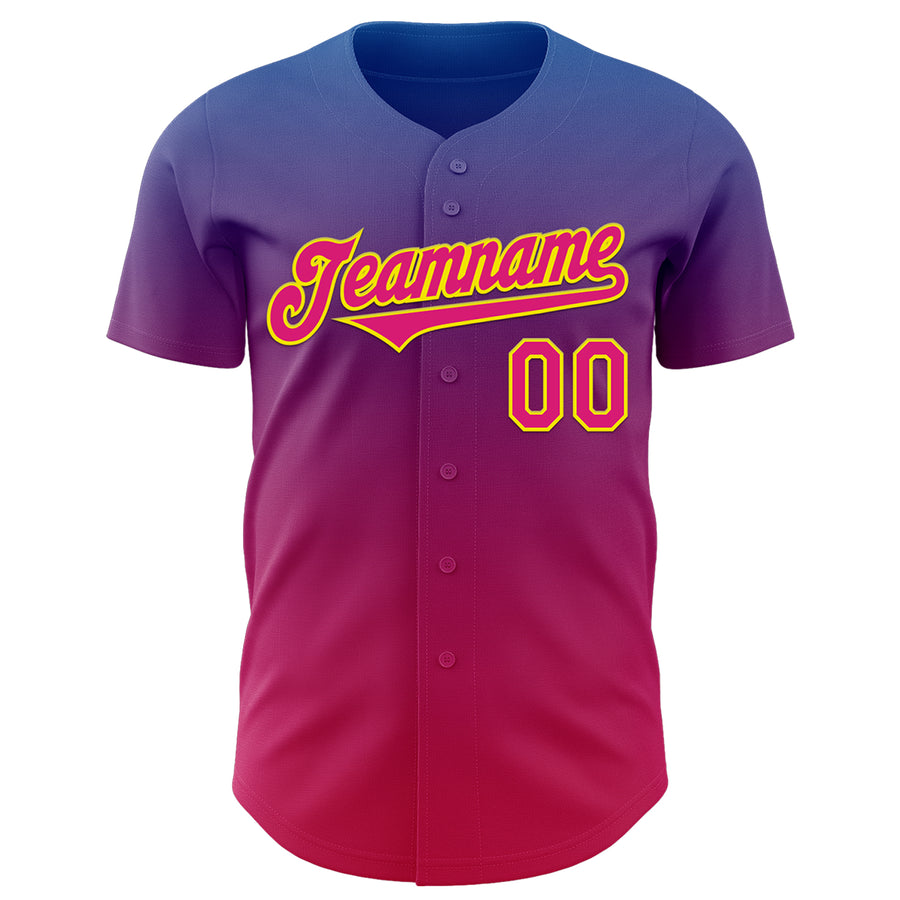 Custom Purple Hot Pink Red-Light Yellow 3D Geo Law Demon King Deities Authentic Baseball Jersey
