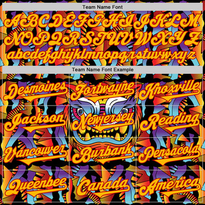 Custom Black Gold-Red 3D Geo Law God Mask Authentic Baseball Jersey